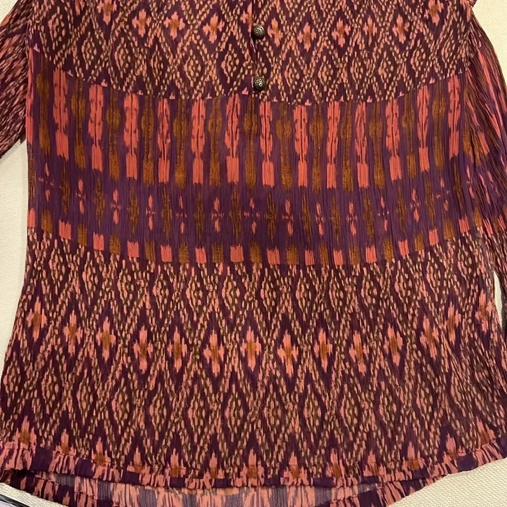 Lucky brand top long sleeve with ties size Small Preowned - Picture 6 of 6